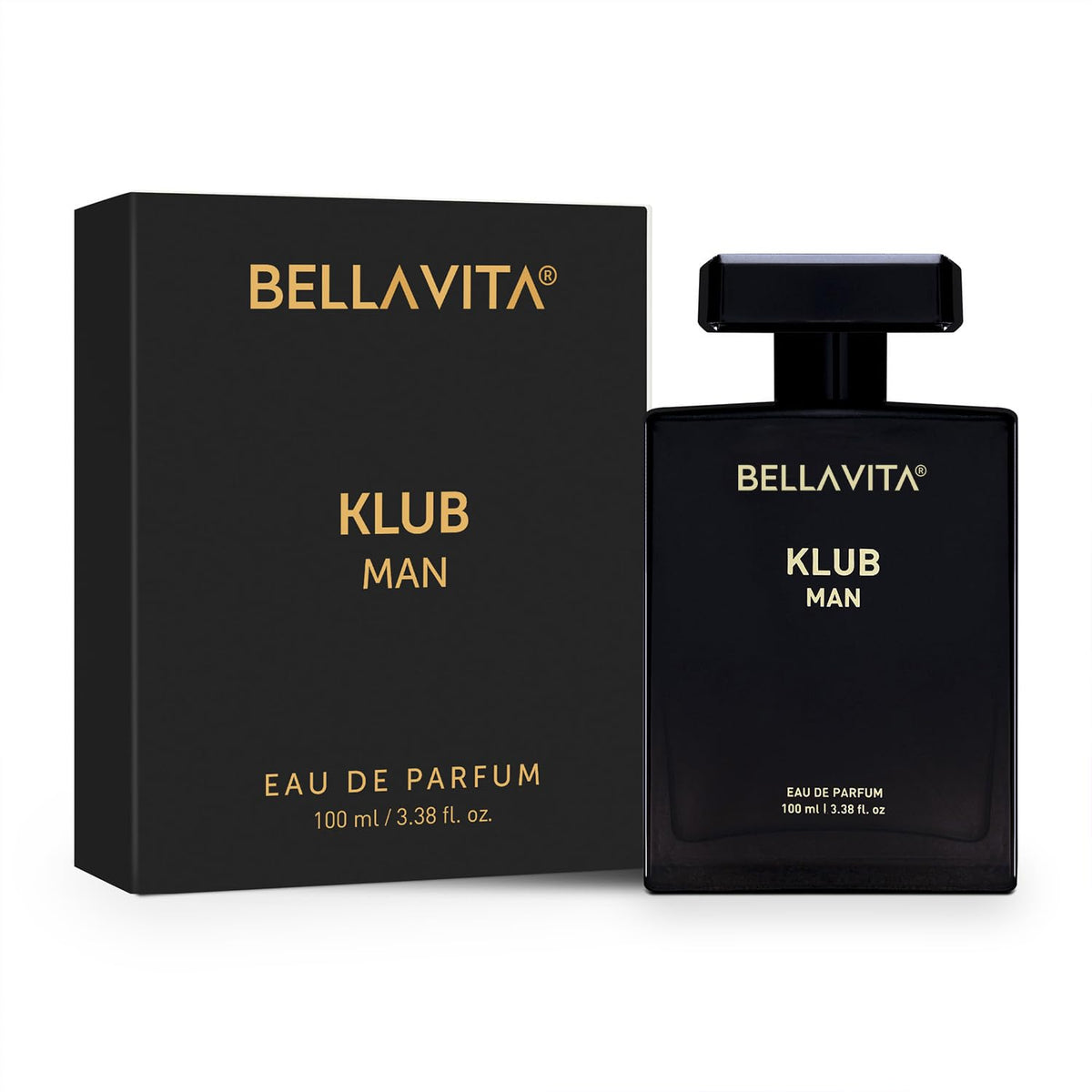 Bella Vita Klub Man Eau de Parfum bottle and packaging on a white background