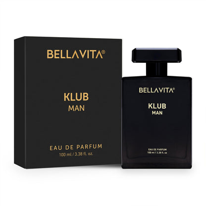 Bella Vita Klub Man Eau de Parfum bottle and packaging on a white background