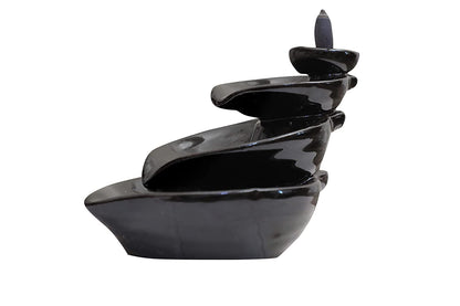 Ceramic Smoke Backflow with 10 Free Cones Incense Holder | Spiritual Showpiece for Temple, Pooja, Meditation, Yoga, Relaxation, Aromatherapy | Home & Office Décor (Black)