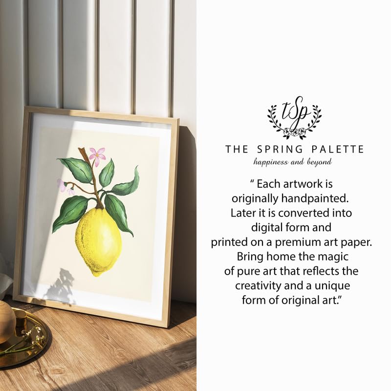 Zingy Lemon Botanical Wall Painting| Modern Art Painting for Living Room Bed Room and Office | 11 x 14 inches (Natural Frame)