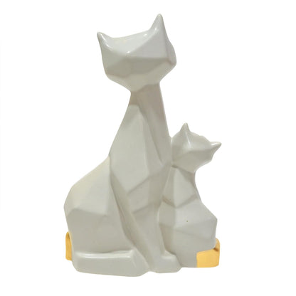 Cat Couple Showpiece Statue for Good Luck, Home Decoration Items for Living Room, Cat for Office Desk Good Luck Vastu Fengshui Ceramic Items, Centre Table Decor, Valentine's Day Gift