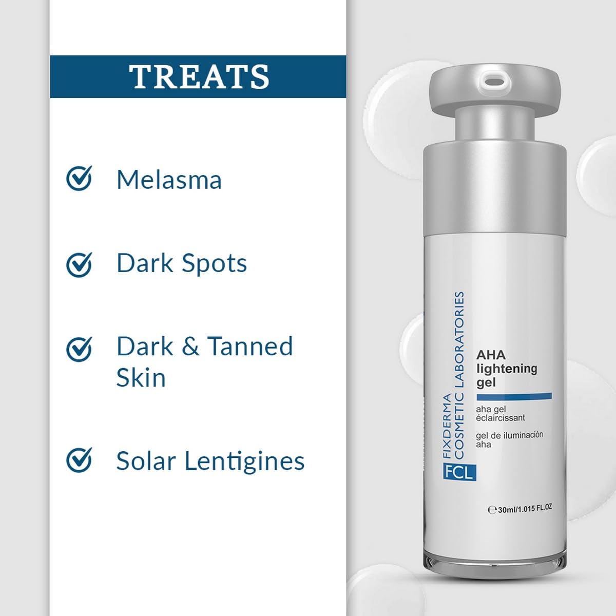 FCL AHA 10% Glycolic Acid Lightening Gel with 2% Alpha Arbutin | AHA Gel For Men & Women | Melasma Cream for All Skin Type | Paraben Free - 30ml