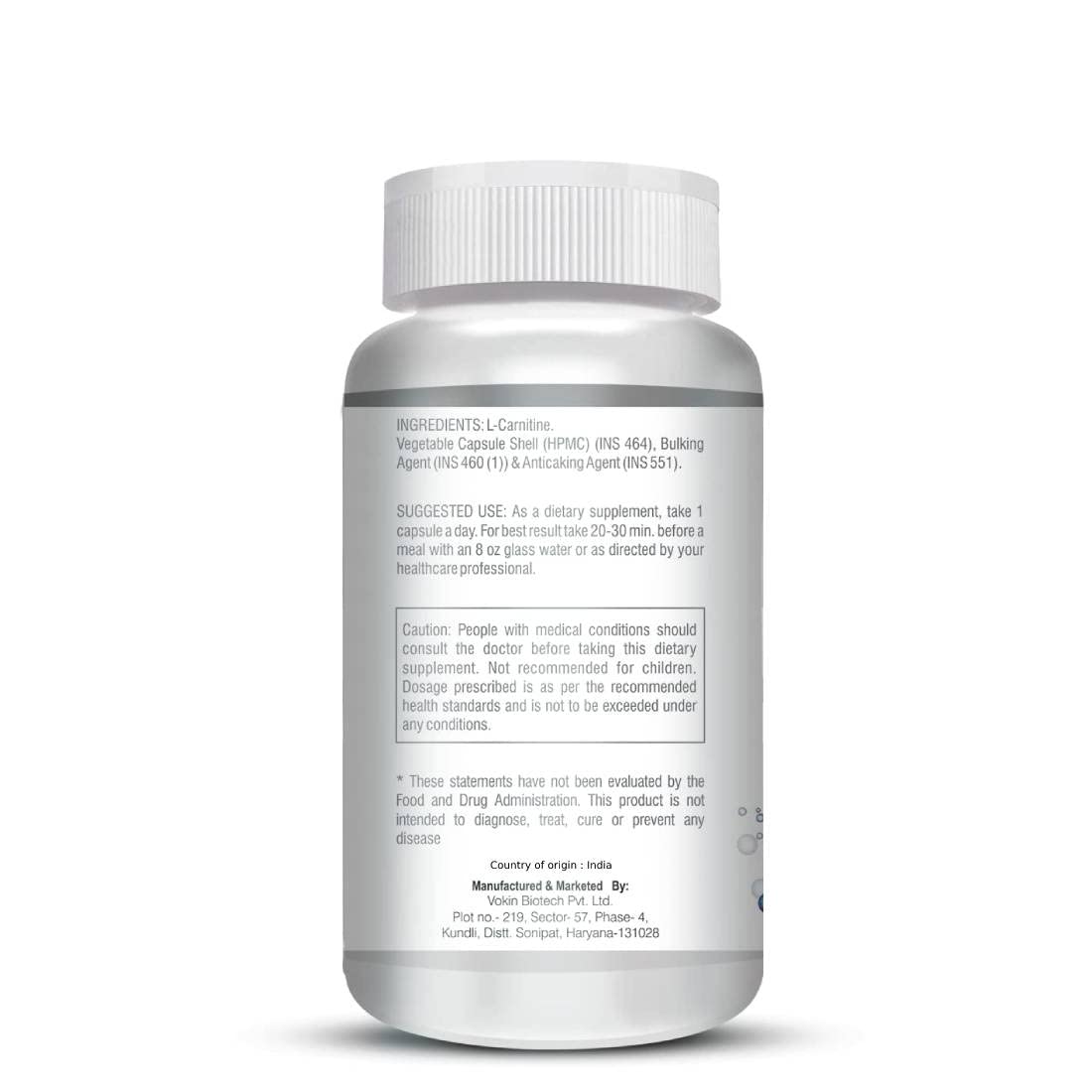Supplement bottle with label on a white background