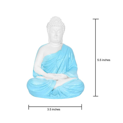 Beautiful Meditating Dhyan Gautam Buddh Bhagwan/God Idol Figurine for Livingroom|Bedroom|Office Desk|Desktop Table|Home Décor|Gifting (5.5-inch) Decorative Showpiece (Blue)