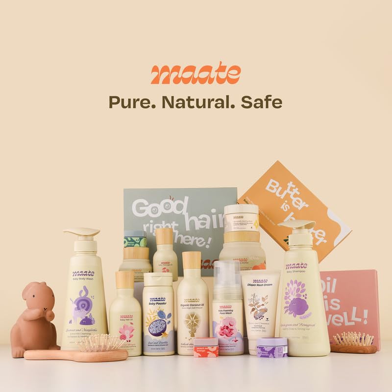 Maate Baby Body Wash | With Ayurvedic Herbs Beetroot, Manjistha & Neem extracts | Body Wash for Dry & Sensitive Skin | Natural & Vegan | Tear-free & pH Balanced | Soap Free (400ml (Pack of 1))