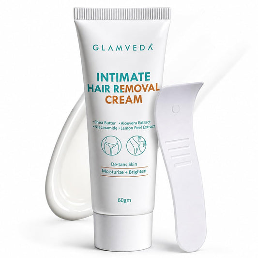 Glamveda Intimate Hair Removal Cream for Women | Gentle Hair Remover for Bikini Line & Sensitive Areas | With Aloe Vera Extract | Painless & Smooth Hair Removal | 60g