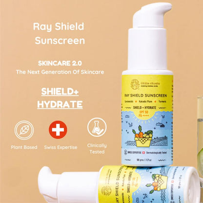 Little Rituals Baby Sunscreen for Kids 0-15 Yrs SPF 50 PA++++ Organic & Natural Lotion, UVA UVB IR, Blue Light, Wifi Radiation, Protection, Hypoallergenic, SWISS Tech, Daily Use Sunblock - 30gm
