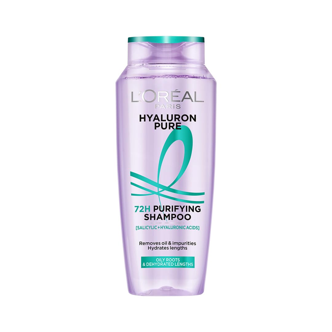 L’Oréal Paris Hyaluron Pure 72H Purifying Shampoo, For oily scalp & dry hair with salicylic and hyaluronic acid, 200 ml