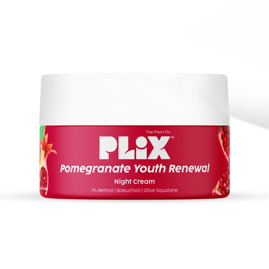 PLIX - THE PLANT FIX Pomegranate 1% Retinol & 1% Bakuchi Oil Anti Ageing Night Cream | Reduces Fine Line & Wrinkles | For Men & Women | 50 G