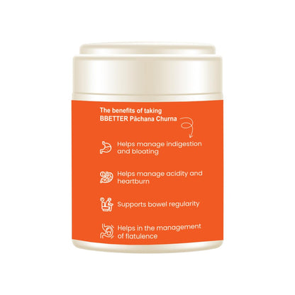 BBETTER Pachana Churna | Natural Ayurvedic Digestive Aid for Constipation Relief, Acidity, Indigestion & Gut Health | Herbal Powder with Vidanga, Amalaki, Haritaki & Senna
