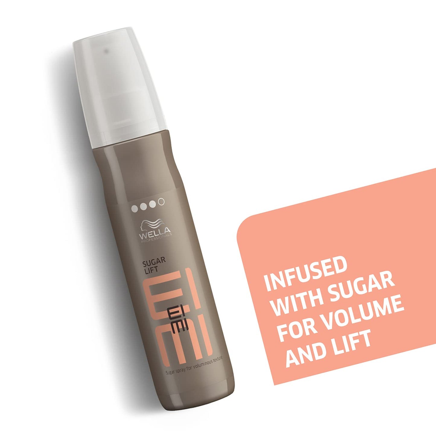 Wella EIMI hair product bottle with text on a white background