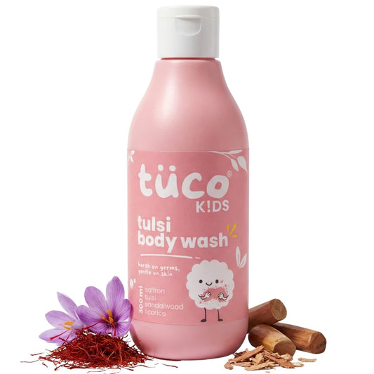 Tuco Kids Body Wash for Kids, Sandalwood & Tulsi, SLS Free, 300ml | Body Wash For Kids 7-12 Years. Sandalwood Oil, Tulsi & Saffron. SLS, SLES & Paraben Free. Soothes & Nourishes Young Skin.