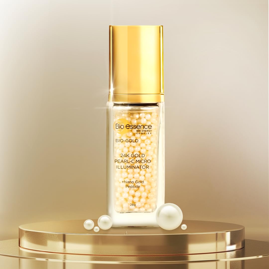 Bio Essence Bio -Gold 24K Gold Pearl-C Micro Illuminator (28g) | Skin Brightening Serum with Vitamin C for Even Skin Tone | White, Radiant Finish, Serum, Unisex, 28 g (Pack of 1)