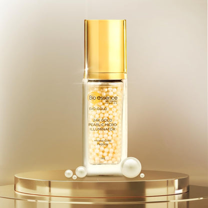 Bio Essence Bio -Gold 24K Gold Pearl-C Micro Illuminator (28g) | Skin Brightening Serum with Vitamin C for Even Skin Tone | White, Radiant Finish, Serum, Unisex, 28 g (Pack of 1)