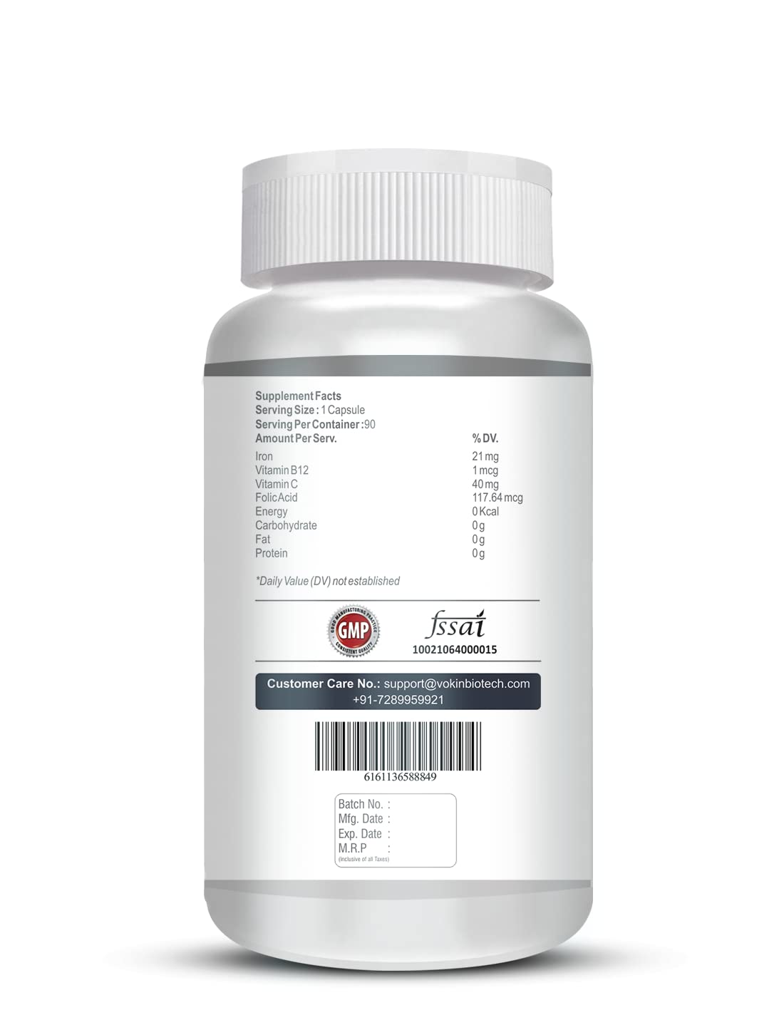 Supplement bottle with label on a white background
