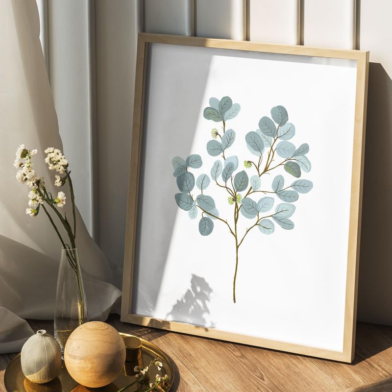 Eucalyptus Botanical Wall Painting| Modern Art Painting For Living Room Bed Room And Office | 11 X 14 Inches (Natural Frame)