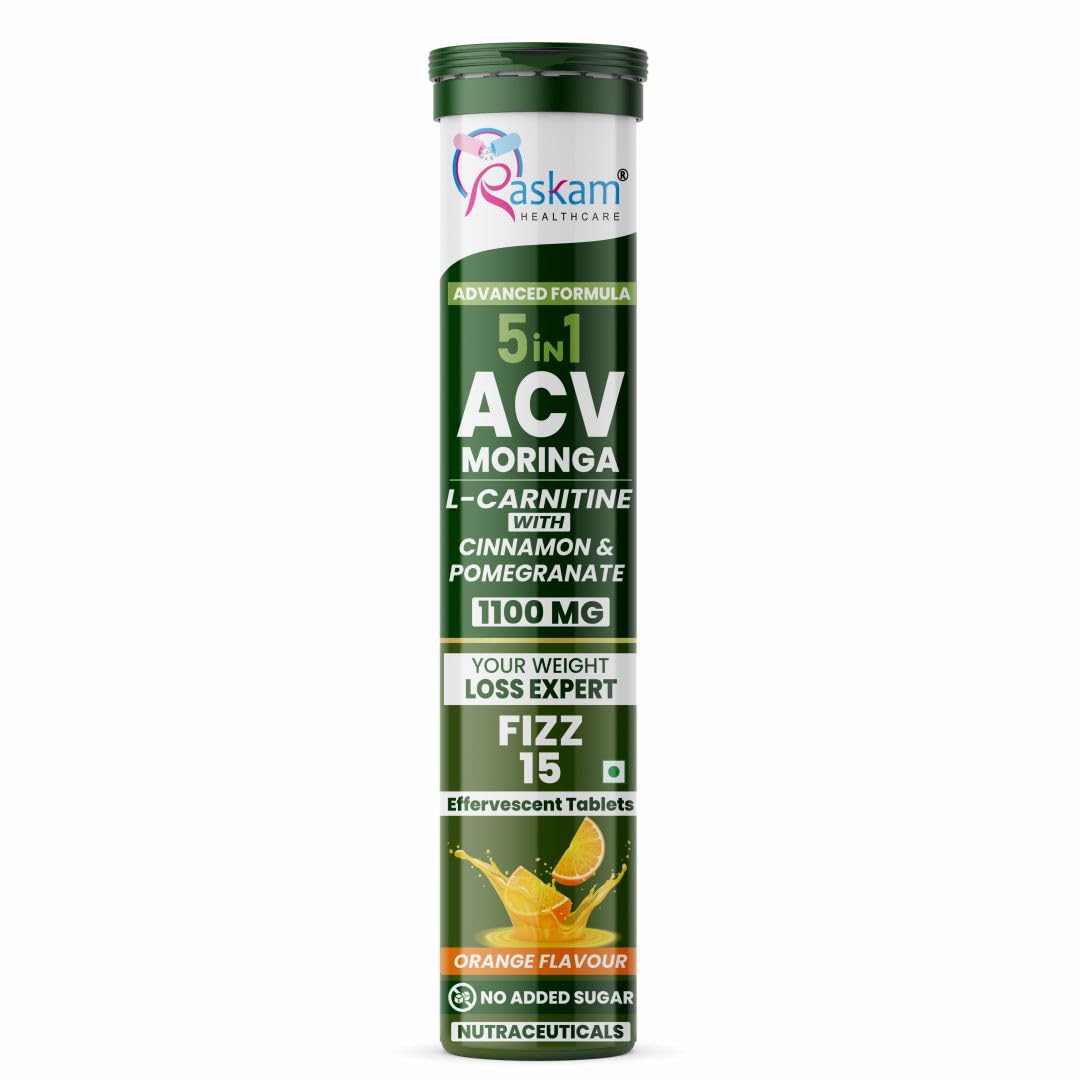 ACV Moringa 5 in 1 formula Effervescent Tablets | 15 Tablets, Pack Of 1 | With L-Carnitine Pomegranate & Cinnamon | Supports Fat Burn | Weight Loss Drink for Women, Men