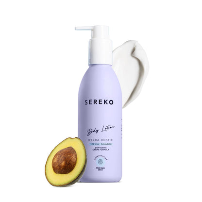 Sereko 10% Urea & Avocado Oil Body Lotion 200ML | For Strawberry legs, Detans, Rough Bumpy skin| Body lotion for Men & Women | AHA BHA free | Gentle Exfoliating | with 48H Moisturization | Very dry, flaky skin