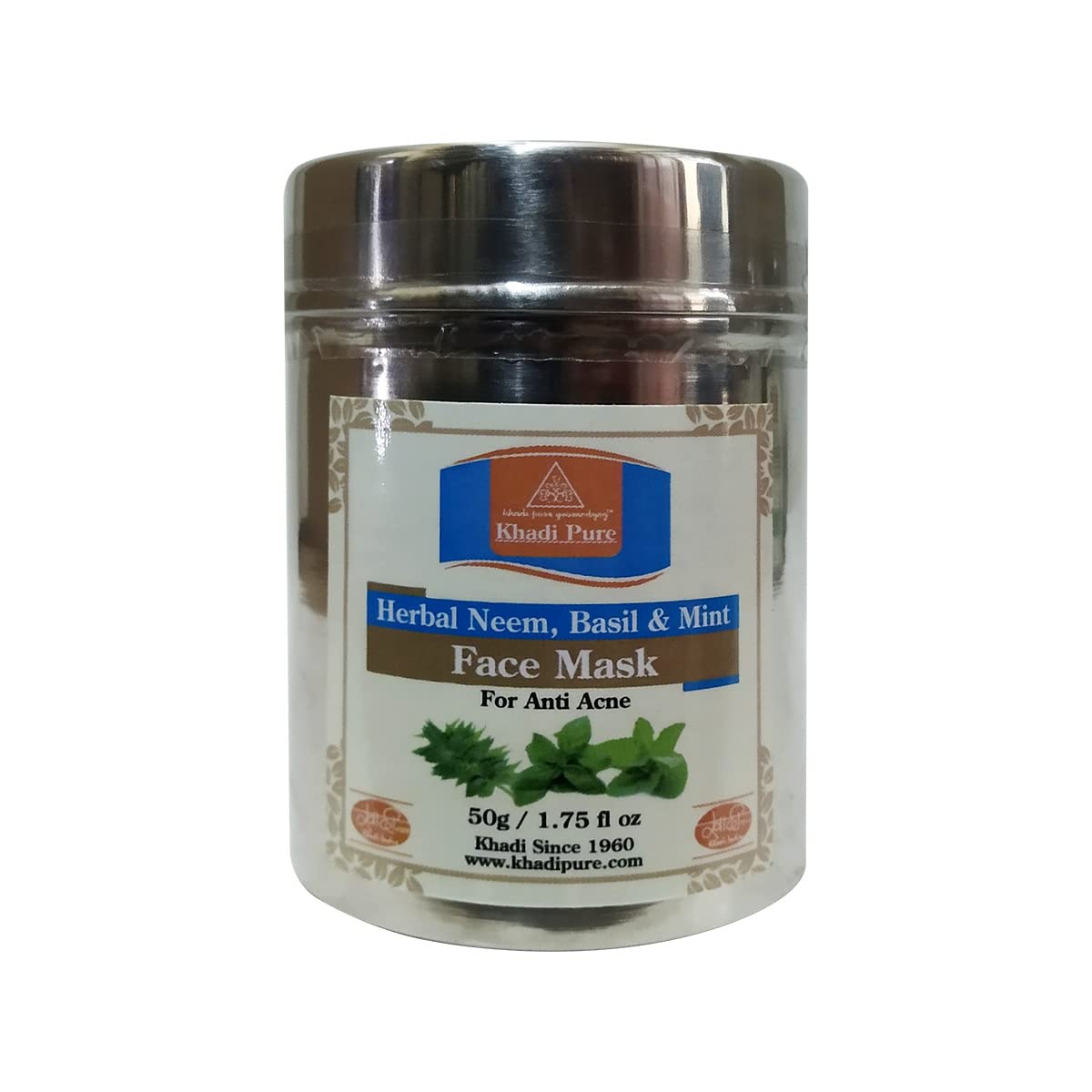 Khadi Pure Herbal Neem, Basil & Mint Face Mask (Anti-Acne), 50 g