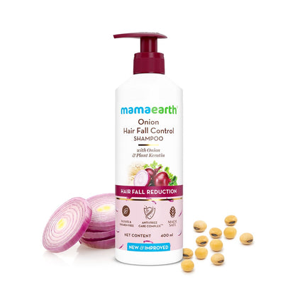 Mamaearth Onion Shampoo for Hair Growth and Hair Fall Control with Onion and Plant Keratin | Reduces Hair Fall | Strengthens & Smoothens Hair | For Men & Women | 400ml