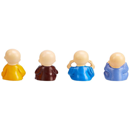 Little Cute Meditating Baby Monk for Decoration (Pack of 4, Multi-Coloured)