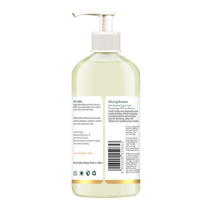 Shampoo bottle with pump and label on a white background