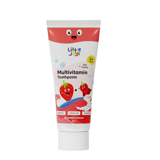Little Joys Multivitamin Cavity Protection Toothpaste 80G|For 5+ Years Kids|Strawberry Flavour|With Vitamin A, D3 & E|Fights Germs & Cavity