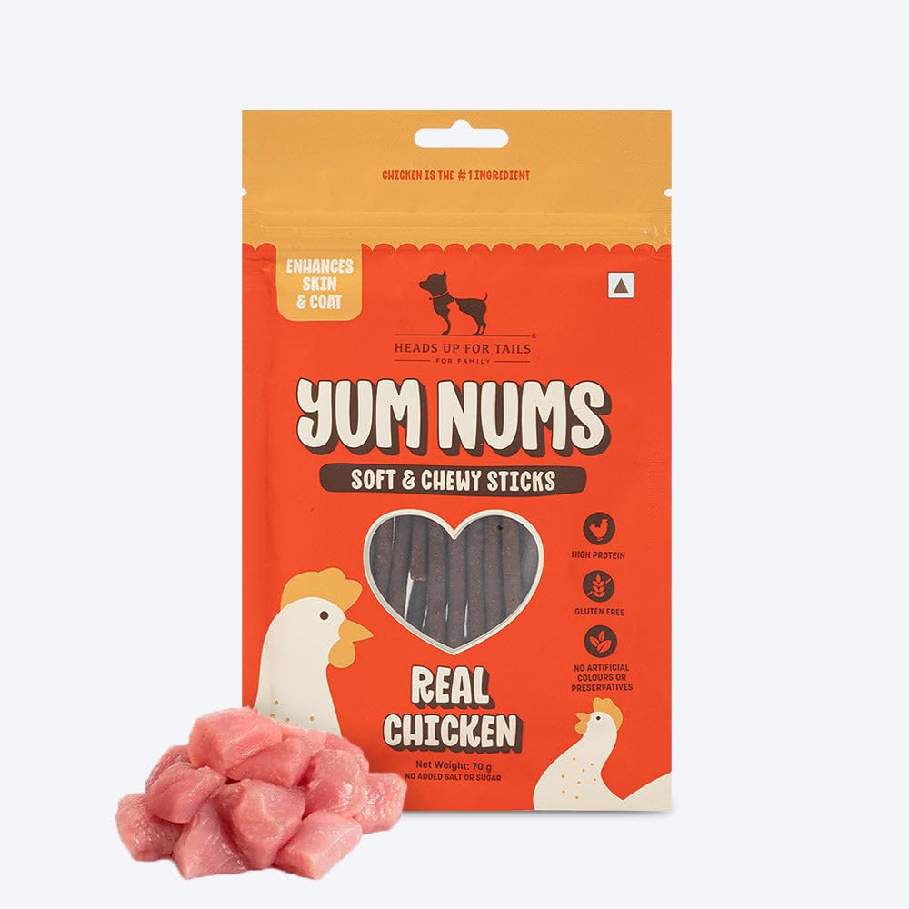 Yum Nums by HUFT Soft & Chewy Sticks - 200 gm | Real Chicken | Dog Training Treats | Healthy Dog Snacks | Dog Treats for Puppies & Adults | Pet Chews & Tasty Rewards