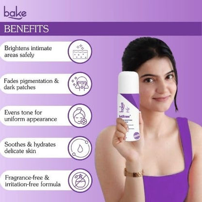 BAKE IntiErase™ Intimate Brightening Roll-On Serum With 5% Azelaic Acid, 5% Niacinamide, Alpha Arbutin | For Dark Underarms, Inner Thighs, Knees & Bikini Area | Intimate Areas for Women & Men - 50ml
