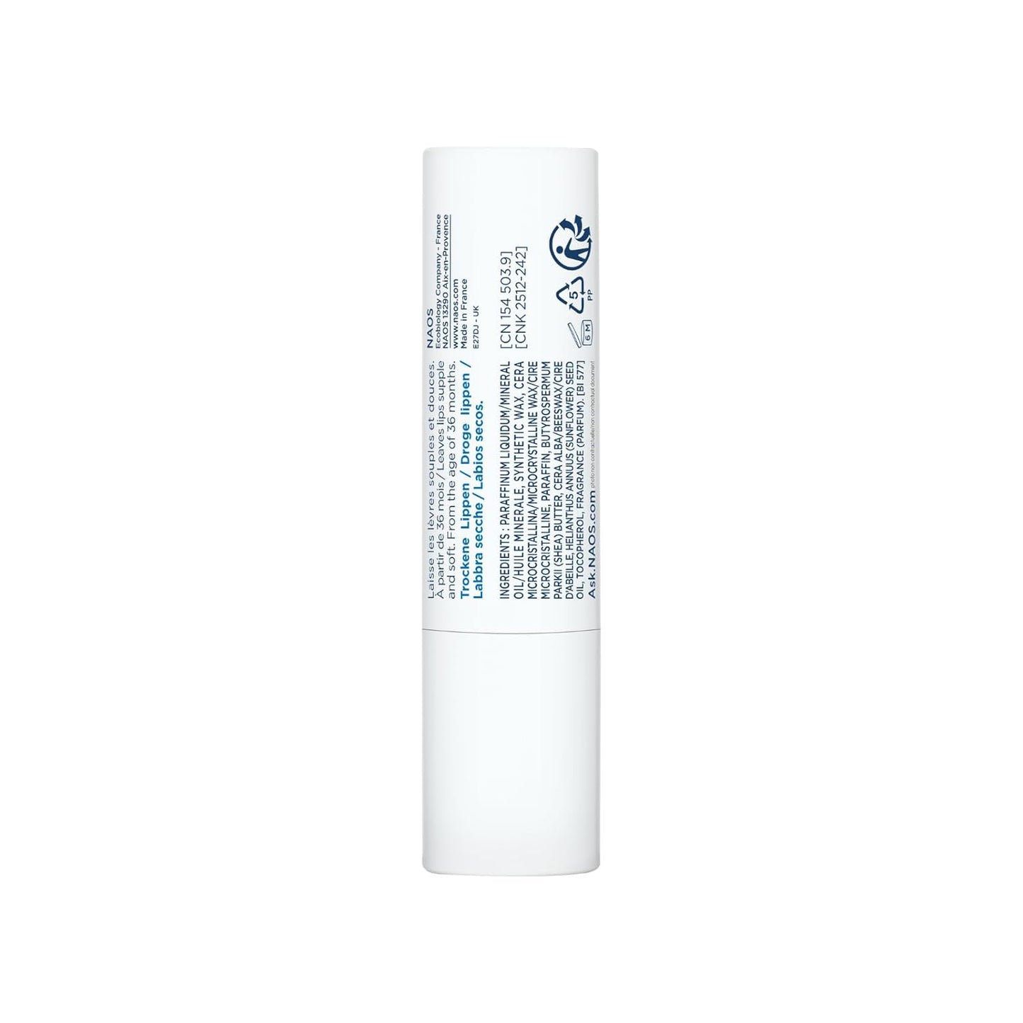 White tube with text on a white background