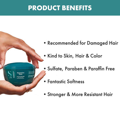 Alfaparf Milano Reparative Mask for Damaged Hair, Damage Hairfall Repair, Safe on Color, Bleach Leave-In Repair Hair Treated Hair, Repairs Bonds & Fiber - Sulfate, Paraben and Paraffin Free - Vegan Formula 200ML.