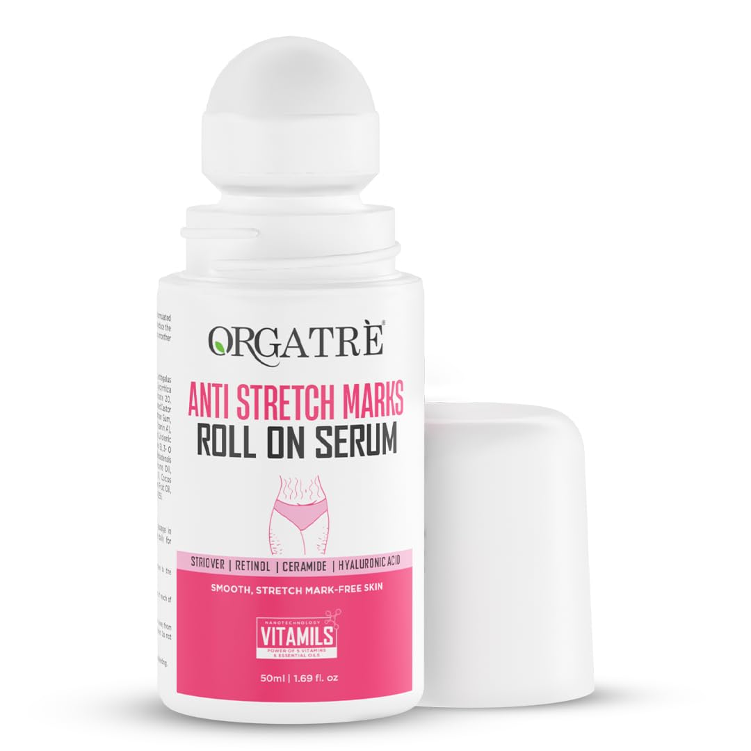 Orgatre Anti Stretch Marks Roll On Serum for Women With Striover | Retinol, Ceramide & Hyaluronic Acid | Lightweight & Non-Greasy | Reduces Stretch Marks & Boosts Elasticity | Safe for Pregnancy | 50ml