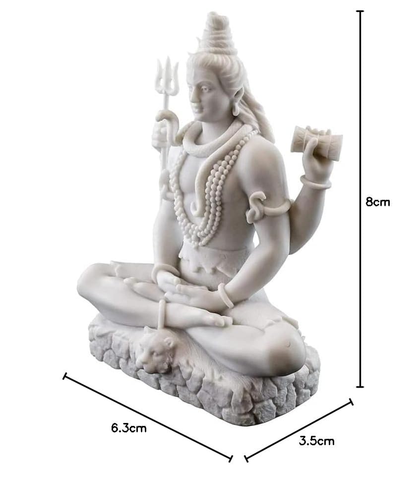 White Shiva Matte Finish Decorative Idol – Unique Design for Desk, Car, and Home Décor | Statue Figurine Gift for Office Desk, Puja Room, and Gifting Purposes