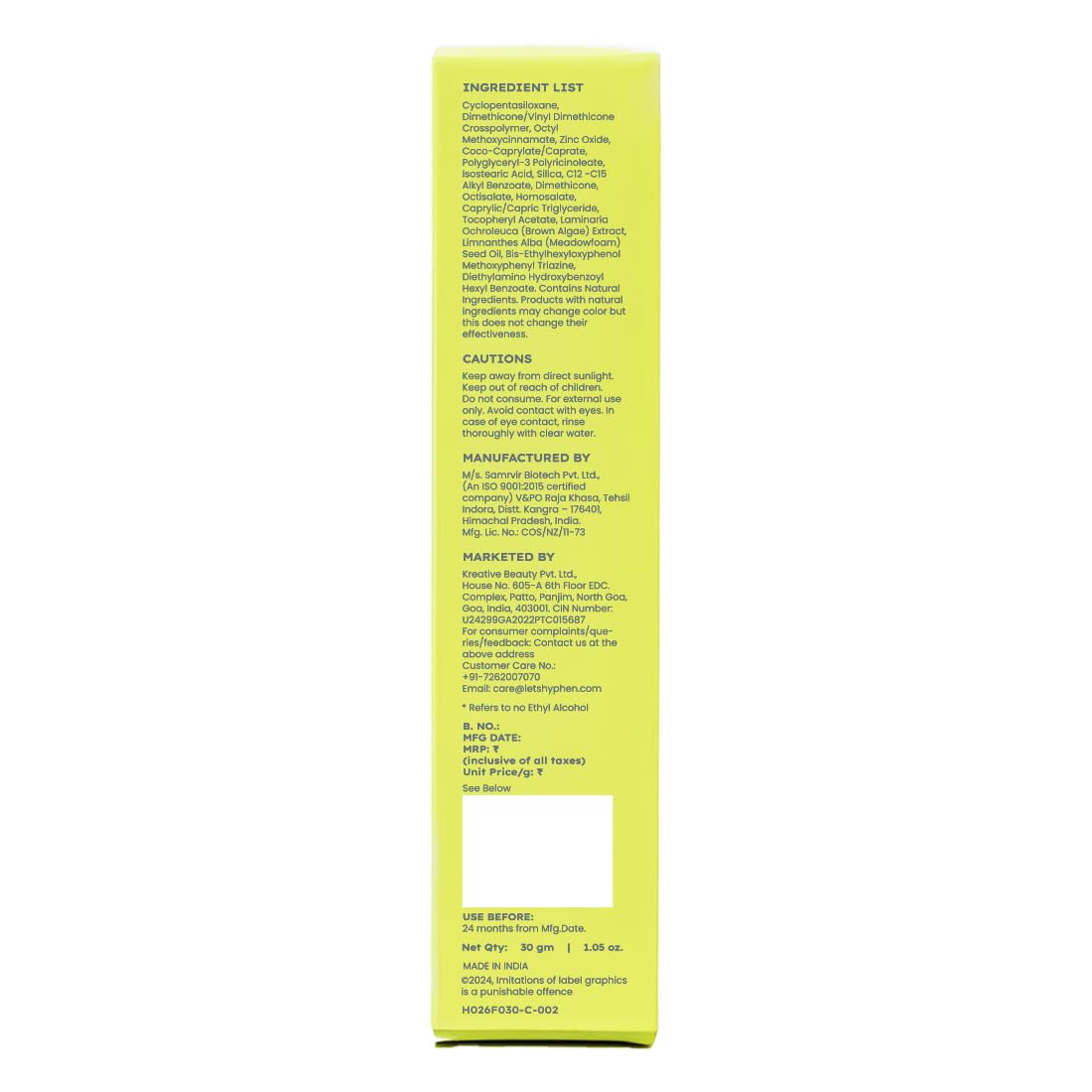 Back label of a product with text on a white background