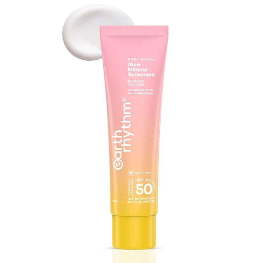 Earth Rhythm Rosy Ritual Glow Mineral Matte Sunscreen SPF 50 PA++++ No White Cast in Vivo Tested