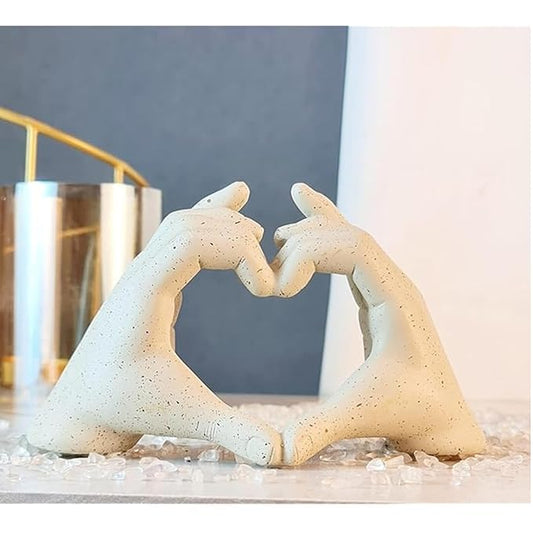 THE SACRED GIFTS Heart Shaped Love Hand Home Decor Showpiece Elegant Resin Sculpture for Living Room Home & Office | Perfect for Gifts Tabletop & Shelfs (White) (MRH_Heart_Hand_White)