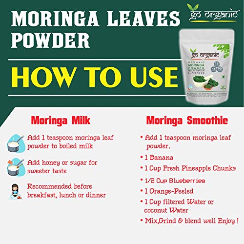 Go Organic Moringa Leaf Powder, 400 Gm | 100% Organic, Energy Boost, Multi-Vitamin, Antioxidants, Alkalizing