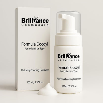 Brilliance Premium Hydrating Foaming Face Wash | Dermatologist Tested | Cocoyl Formula with 1% Salicylic Acid,Ceramide & Vitamin C, 100ml | Gentle Anti-Acne Cleanser for Acne-Prone Skin, Reduces Spots & Marks, Oil Control & Balanced Clear Skin