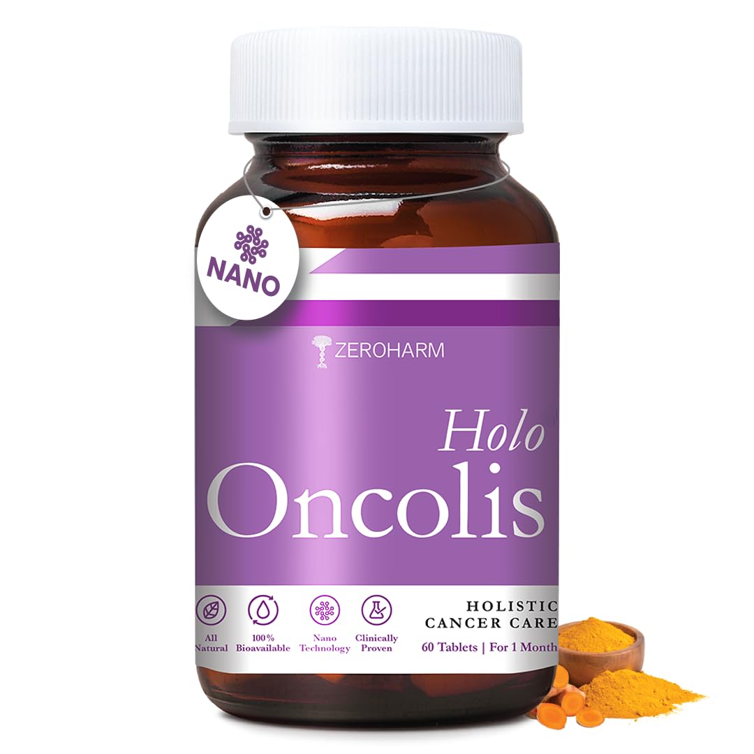 Holo ZEROHARM HoloOncolis | Holistic Cancer Care Tablets | All-natural | 100% Water Soluble Curcumin and Plant-based Ingredients | Anti-inflammation, Anti-depression| 60 Vegetarian Tablets