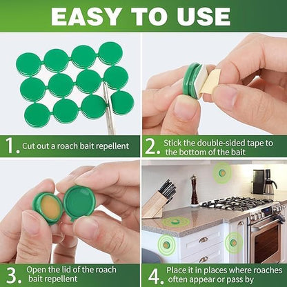 Cockroach Killer Bait Gel for Home – Natural Plant-Based Roach Control with Bait Stations – Odorless & Mess-Free Cockroach Repellent for Kitchen, Bathroom & Cabinets