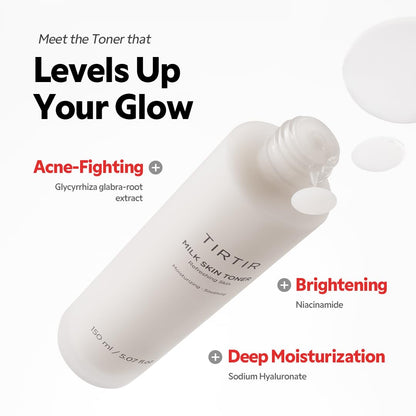 TIRTIR Milk Skin Toner 50 ml | Deep Moisturizing, Instant Glow, 2% Niacinamide, Rice Bran Extract, Ceramide, Panthenol, Cruelty-Free, Fungal Acne Friendly, Vegan, 1.69 fl.oz.