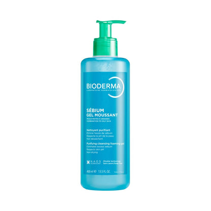 Bioderma cleansing gel bottle on a white background