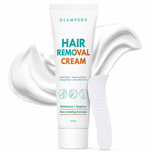 Glamveda Hair Removal Cream for Women for Sensitive Skin | Shea Butter & Aloe Vera Formula | Gentle & Painless Hair Removal for Legs, Arms & Underarms | 120g