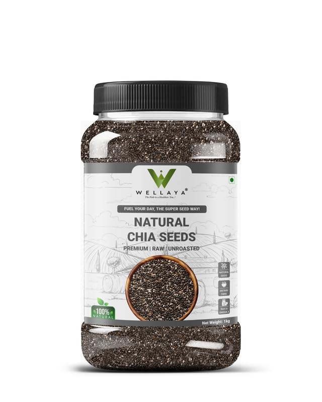 WELLAYA Chia Seeds - | Calcium and Protein Rich Healthy Raw Seeds | Clean Chia Seeds for Eating | Vegan Superfood for Wellness
