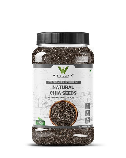 WELLAYA Chia Seeds - | Calcium and Protein Rich Healthy Raw Seeds | Clean Chia Seeds for Eating | Vegan Superfood for Wellness