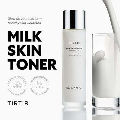 TIRTIR Milk Skin Toner 50 ml | Deep Moisturizing, Instant Glow, 2% Niacinamide, Rice Bran Extract, Ceramide, Panthenol, Cruelty-Free, Fungal Acne Friendly, Vegan, 1.69 fl.oz.