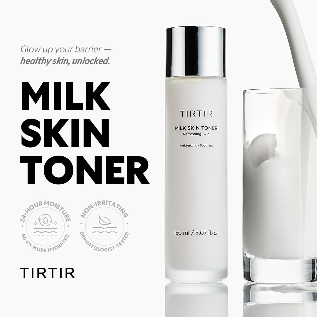 TIRTIR Milk Skin Rice Toner | Deep Moisturizing, Hydrating Toner for face | Niacinamide, Ceramide, Rice Bran Extract | Nature-Oriented Ingredients for Korean Skin Care | Vegan, (150 ml)