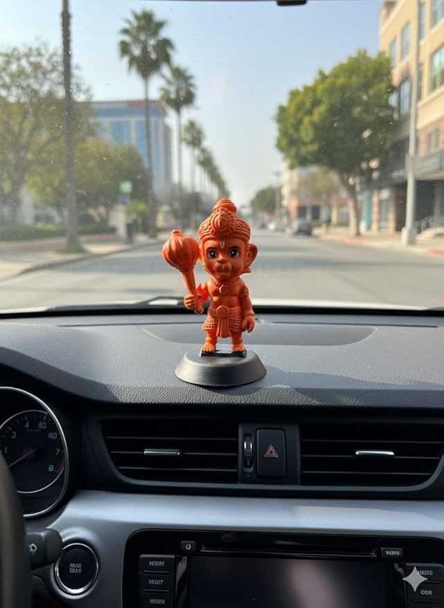 B.R STORE Kesri Hanuman Idol for Home Dcor & Pooja | Bajrangbali Murti with Orange Finish | Spiritual Statue for Temple, Office, Car Dashboard & Gift (kesri Hanuman)