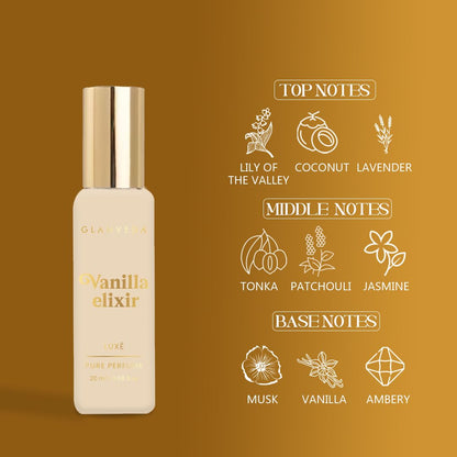 Glamveda Luxury Vanilla Elixir Pure Perfume for Woman 20ml | Long-Lasting Fragrance | Lily, Coconut, Lavender, Jasmine, Vanilla | Floral and Fruity Premium Perfume for Women