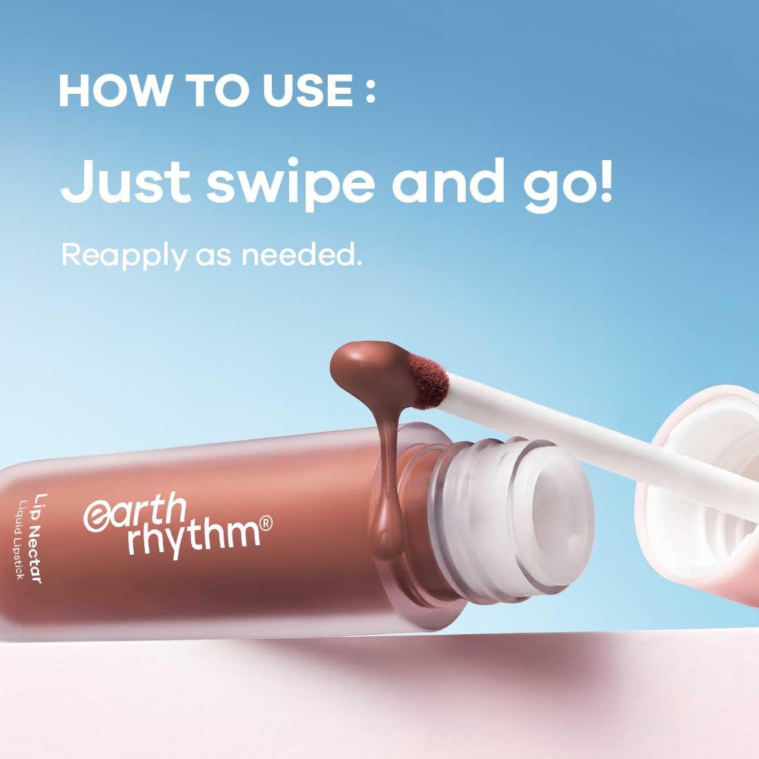 Earth Rhythm Lip Nectar Matte Liquid Lipstick, Weightless, Never Drying, No Mineral Oil 5g - Cocoa